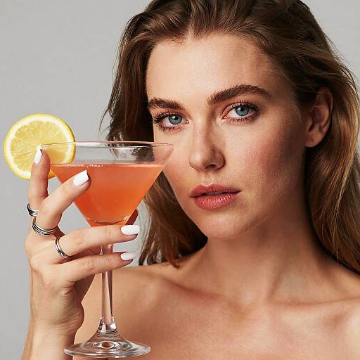 Close-Up Woman with Martini Glass