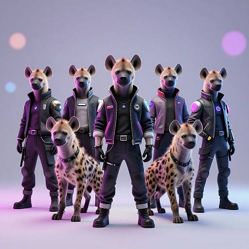 Futuristic Neon Hyenas in Studio