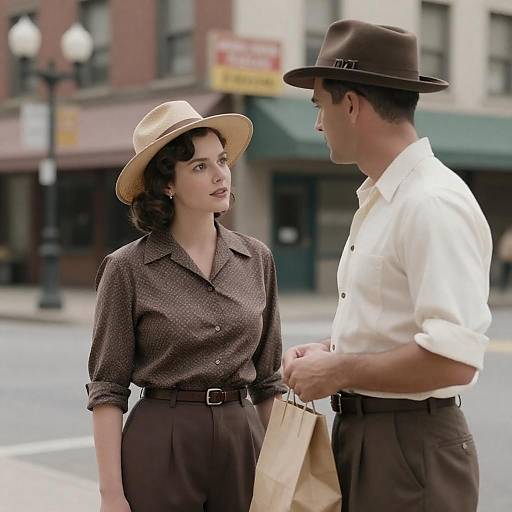 1940s City Street Couple Photograph