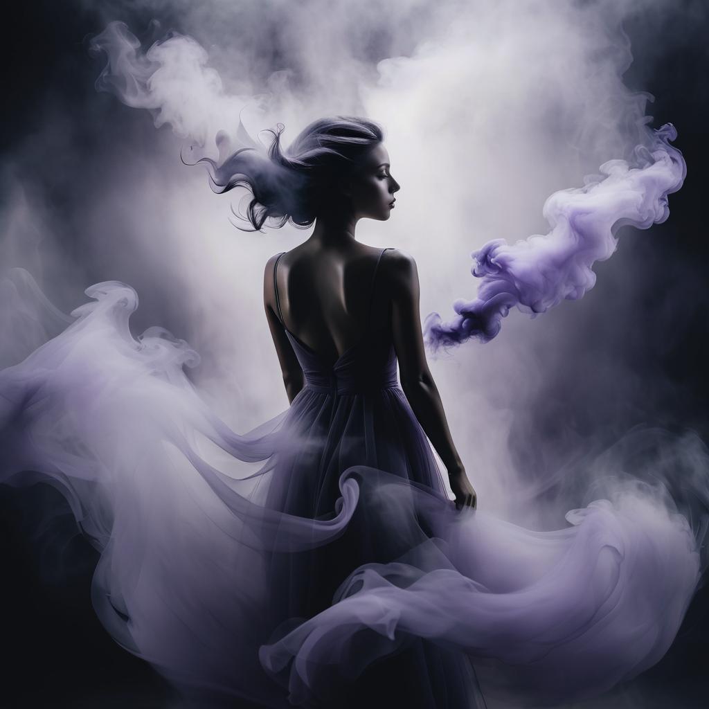 Ethereal Woman in Lavender Smoke