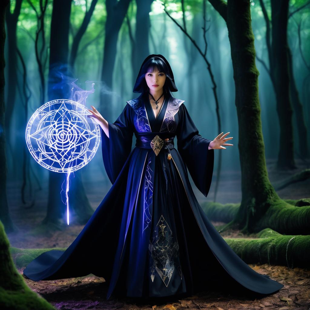 Dynamic Sorceress Casting a Spell