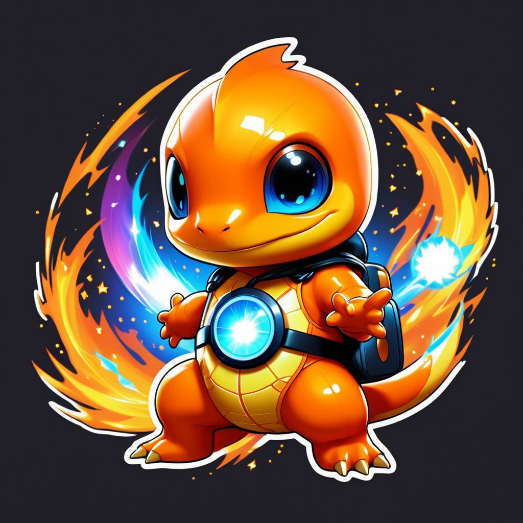 Cute Charmander Superhero Sticker Art