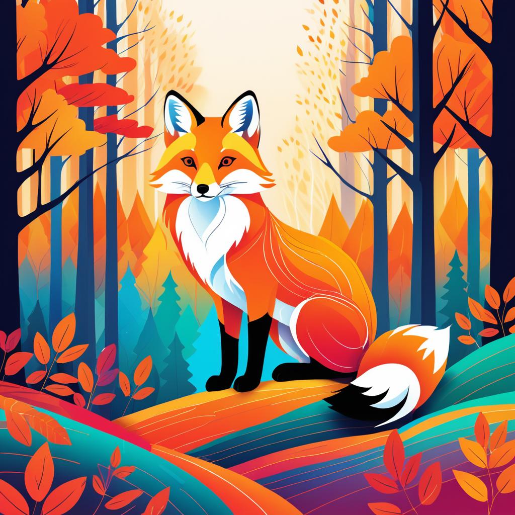 Charming Fox in Vibrant Autumn Forest