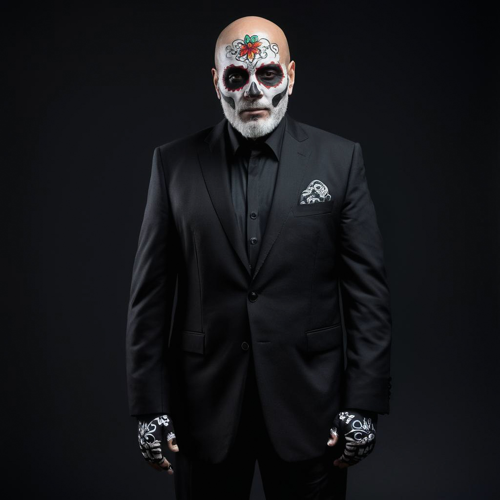 Solemn Elderly Man in Calavera Style