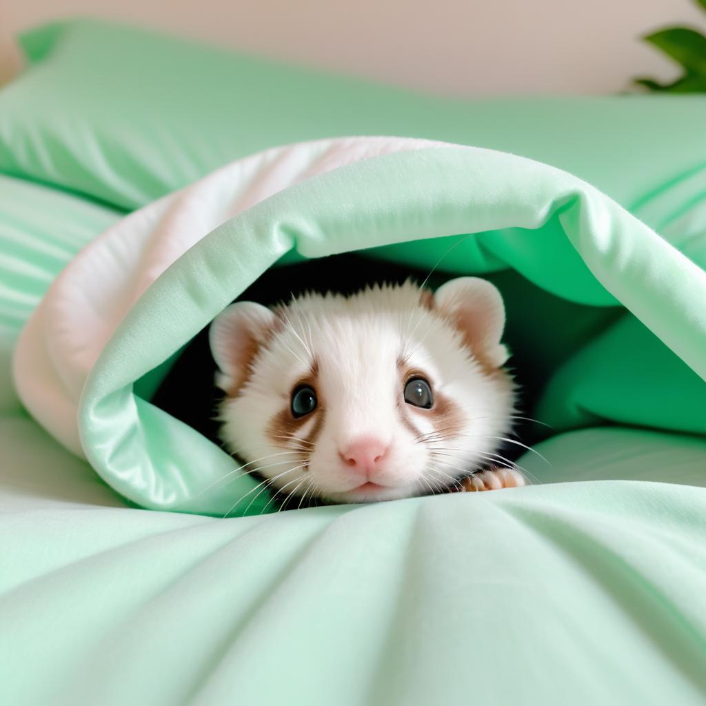 Curious Ferret Under Cozy Covers