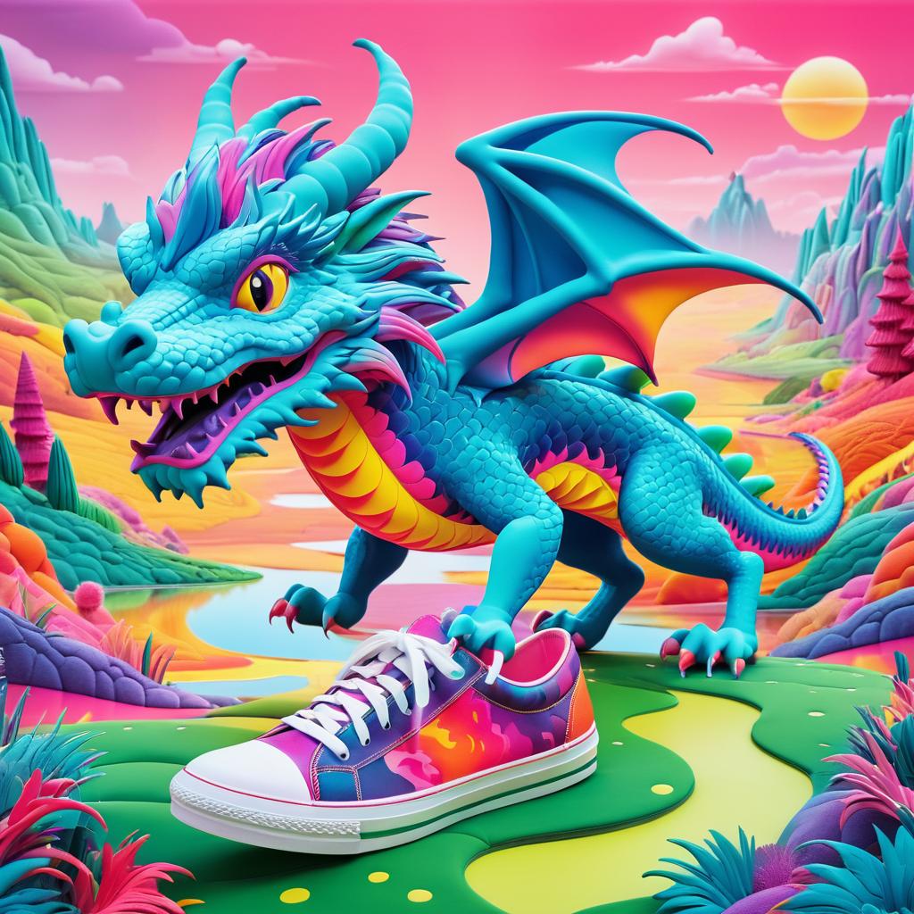 Whimsical Dragon in Sneakers Art