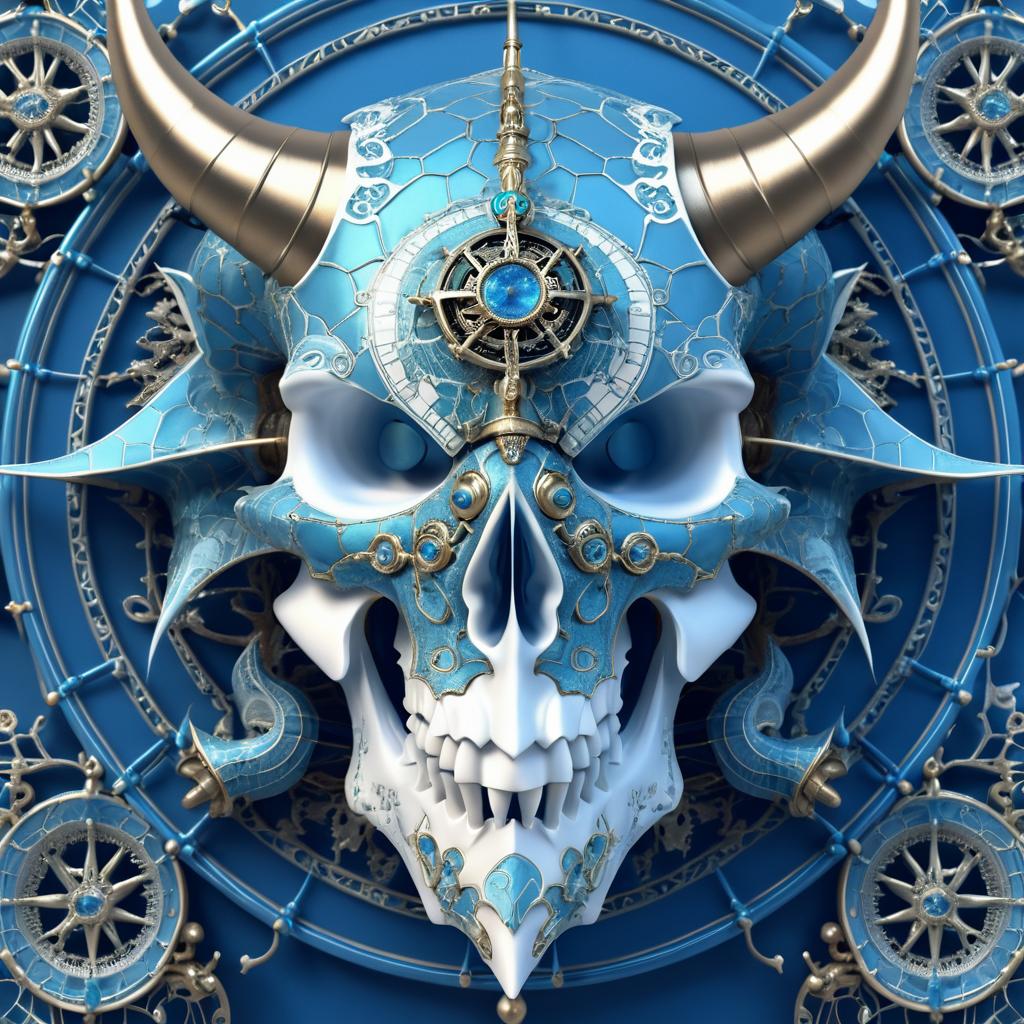 Ornate Steampunk Dragon Skull 3D Render