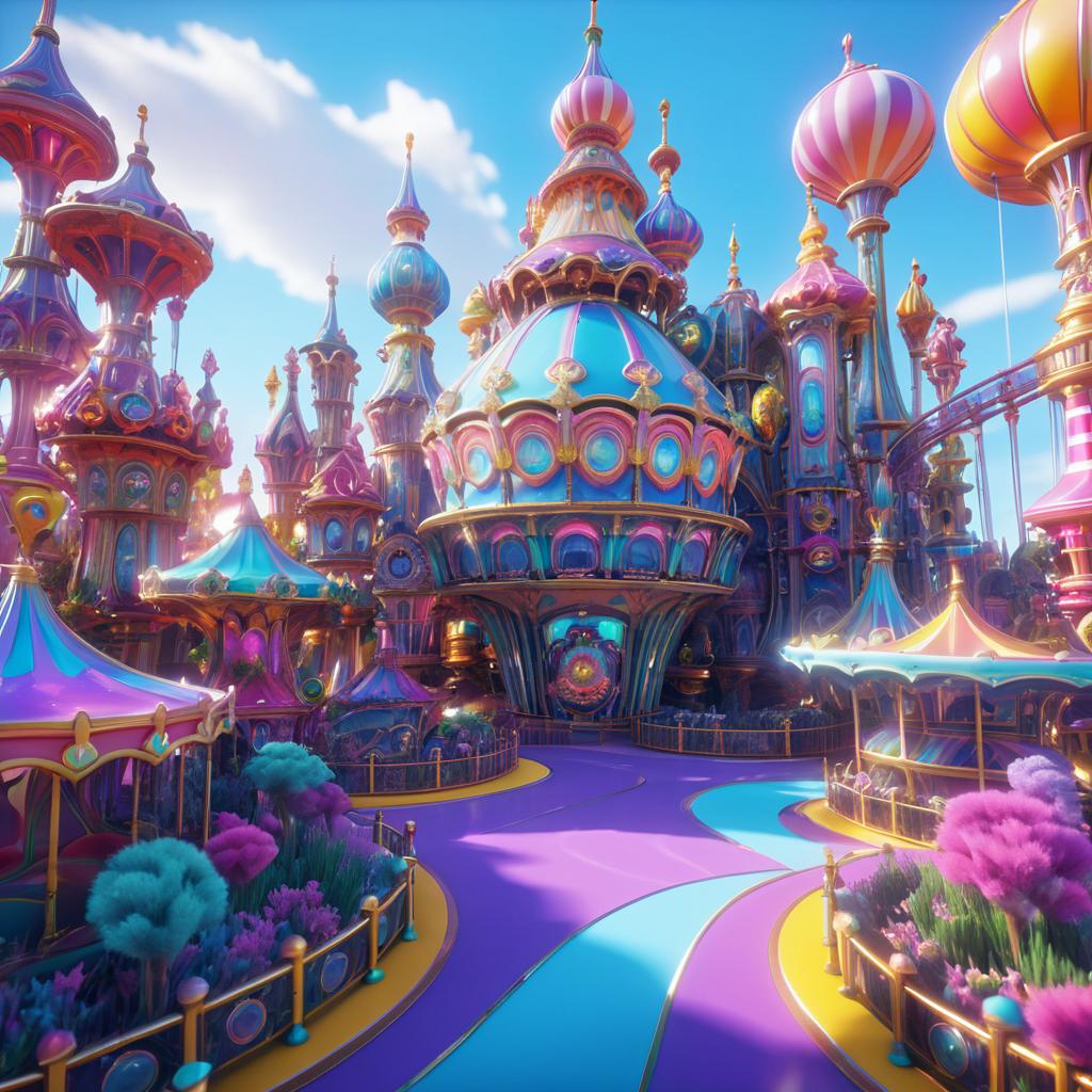 Vibrant Electric Opal Amusement Park