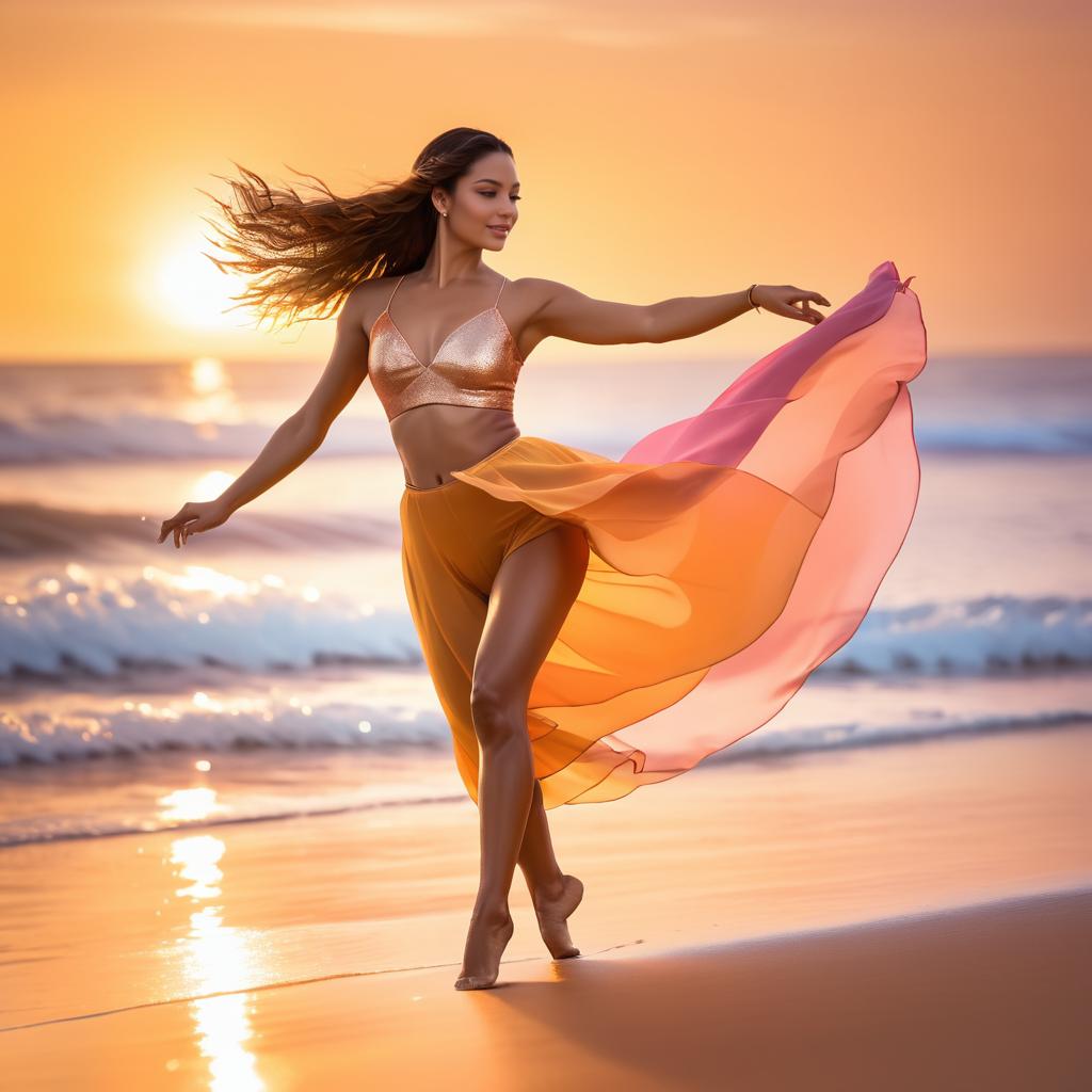 Joyful Brazilian Dancer at Sunset