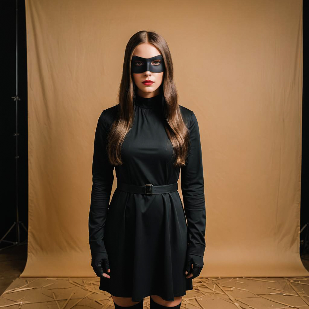 Terrified Woman in Purge Outfit Photoshoot