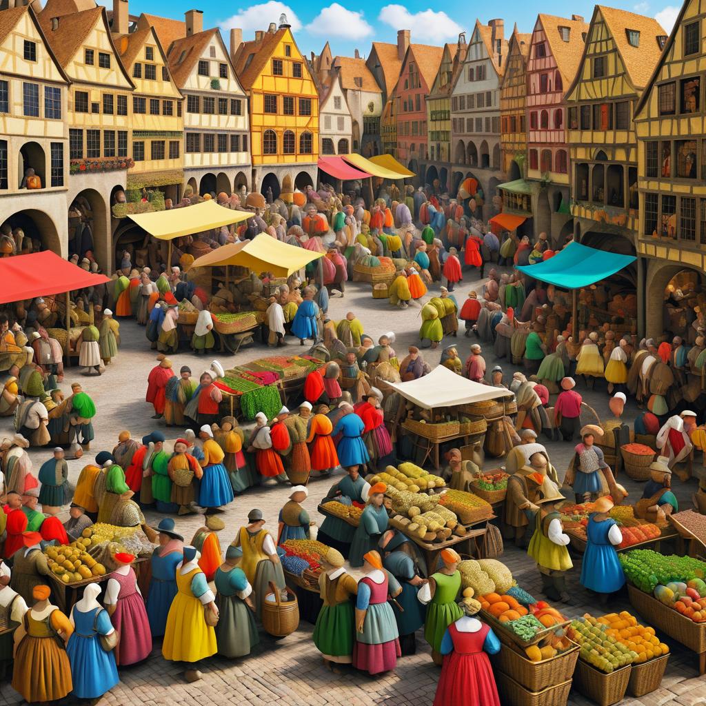 Vibrant Marketplace Inspired by Bruegel