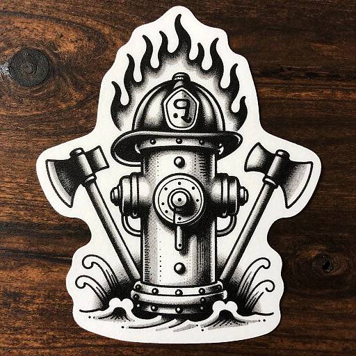 Vintage Firefighter Ink Tattoo Flash