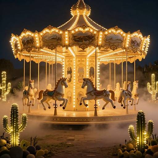 Luminous Nocturnal Dreamscape Carousel