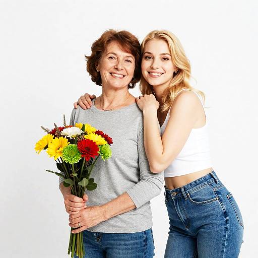 Joyful Embrace of Two Women