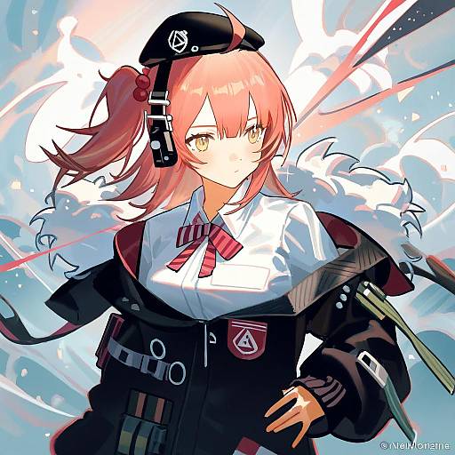 Illustration of Mp7 (girls' frontline), girls' frontline in the style of Norizc