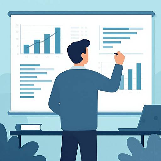 Businessman with Charts Illustration