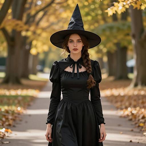 Enchanting Witch in Autumn Setting