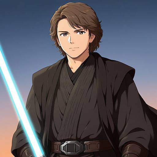 Illustration of Anakin skywalker, star wars in the style of Nonamejd