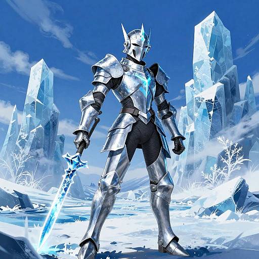 Icy Frost Warrior in Anime Style