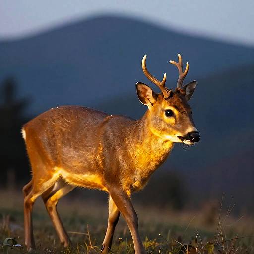 Glowing Muntjac Deer at Dusk