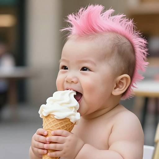 Whimsical Baby with Pink Mohawk