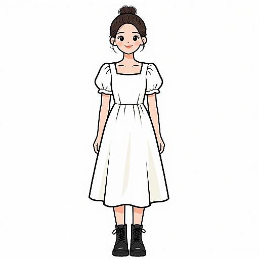 Smiling Woman in Minimalist Dress