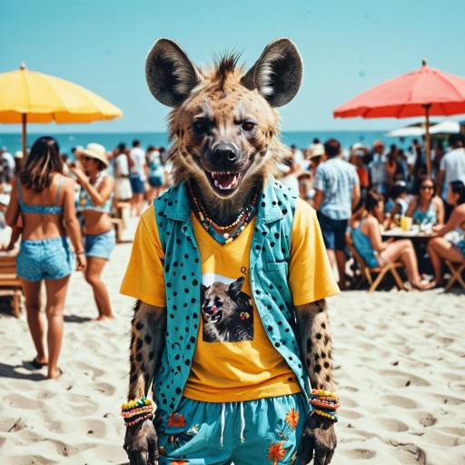 Anthropomorphic Hyena at Beach Party