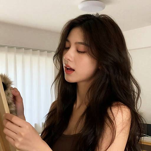 Serene Woman in Soft Indoor Light