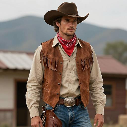 Handsome Cowboy in Western Attire