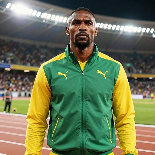 Muscular Athlete in Stadium Lighting