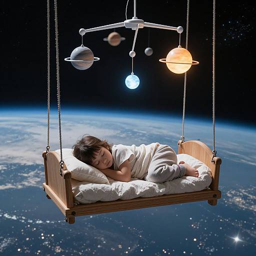 Child Sleeping in Cosmic Cradle