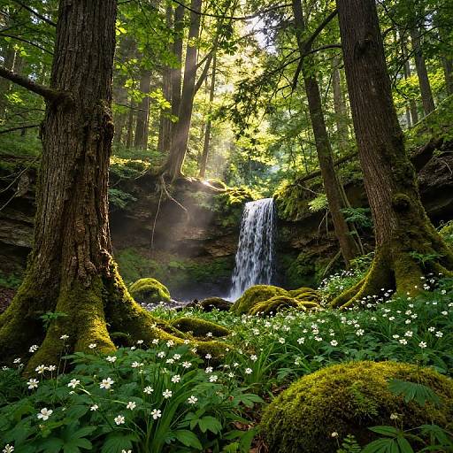 Enchanted Forest with Waterfall