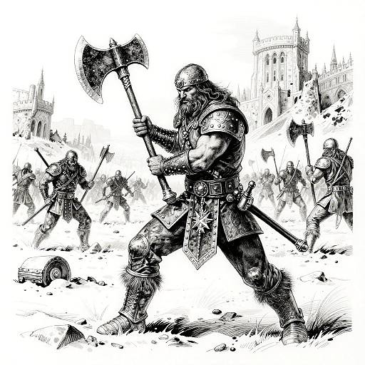 Fearless Barbarian in Snowy Battlefield