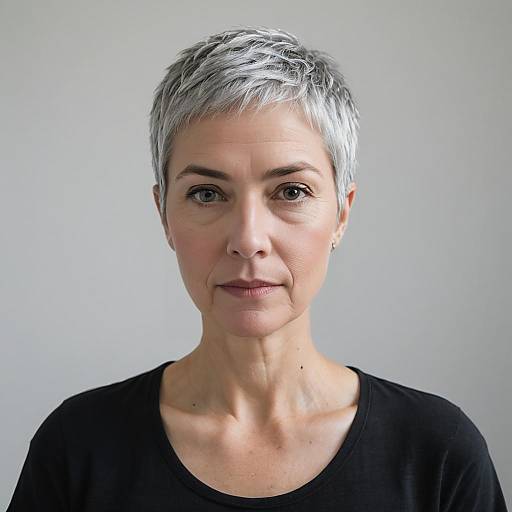 Serene Portrait with Textured Silver Hair