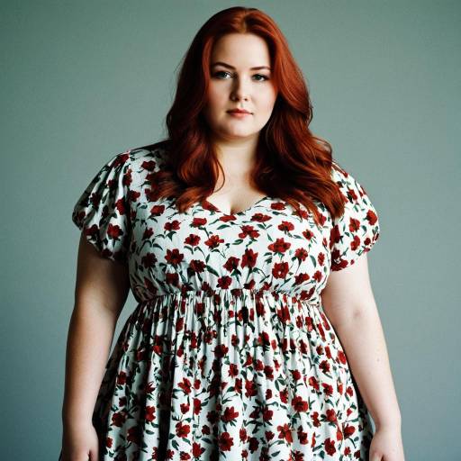 Plus Size Woman in Floral Cotton Dress