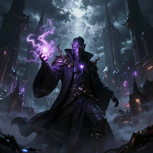 Futuristic Sorcerer in Gothic Cyberpunk