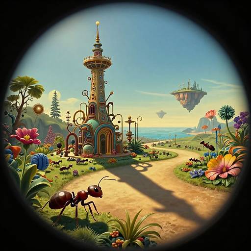 Surreal Ant's View of Towering Garden