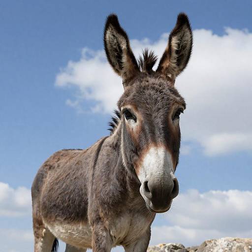 Brown Donkey Against Blue Sky