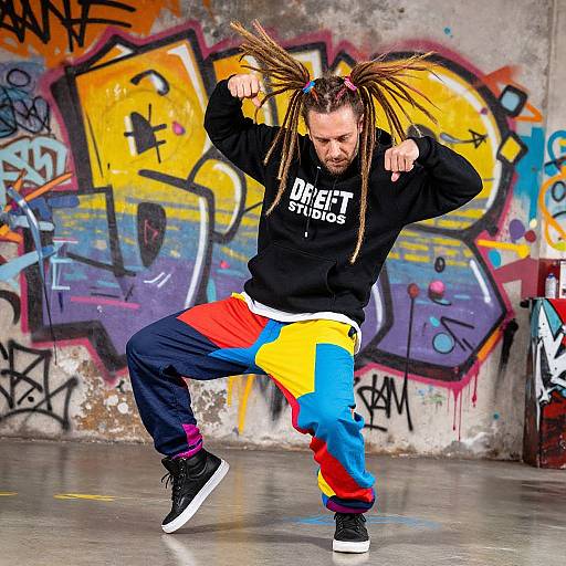 Colorful Dreadlocks Dance Pose