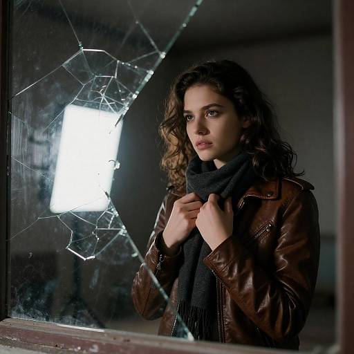 Young Woman by Broken Window Light