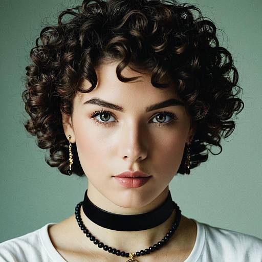 Realistic Solo Portrait of Curly Hair Girl