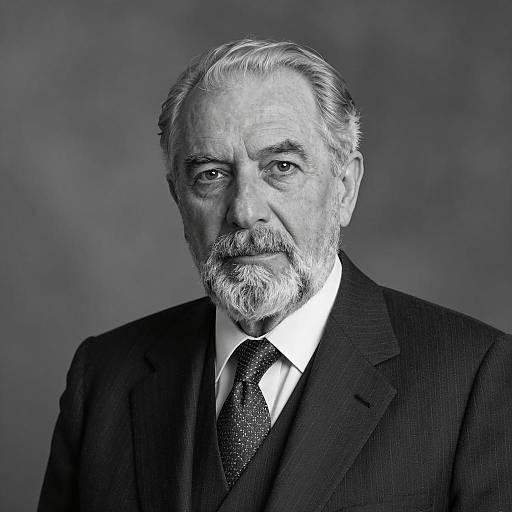 Elderly Man in Formal Suit Black and White Portrait