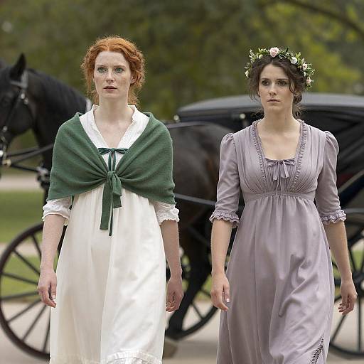 Victorian Women Strolling in Nature