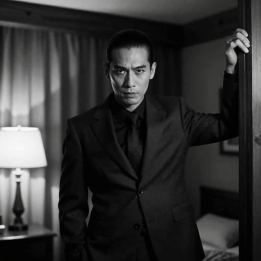 Moody Man in a Dimly Lit Room