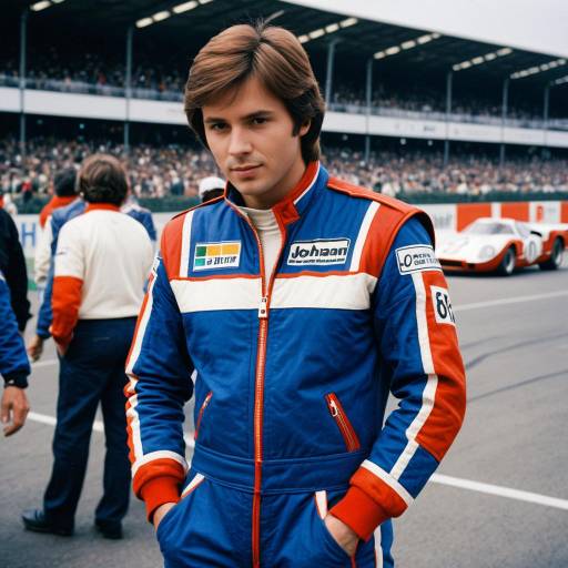 Young Racer in Blue, White, and Red Racing Jumpsuit
