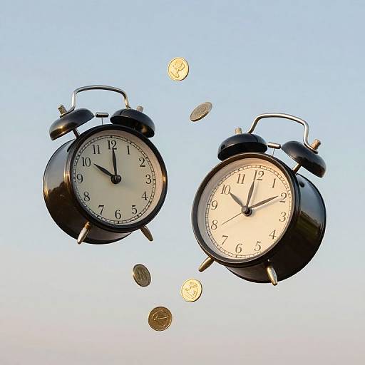 Surreal Vintage Clocks and Falling Coins