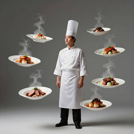 Surreal Chef with Floating Dishes