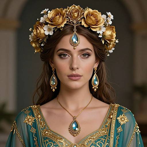 Regal Gaia with Golden Floral Crown