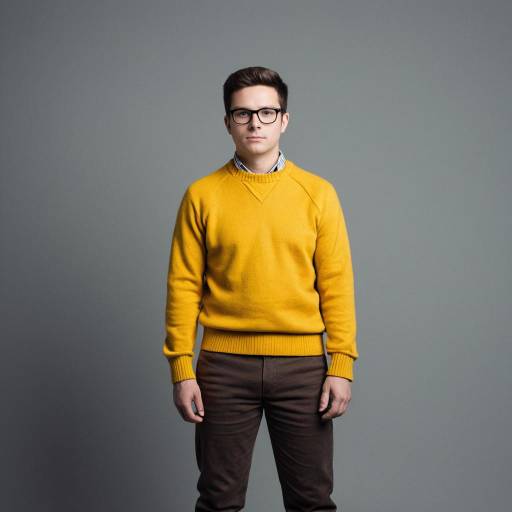 Young Man in Yellow Sweater and Glasses