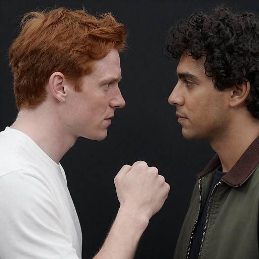 Close-Up Confrontation Between Two Men